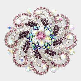 Pave Flower Pin Brooch