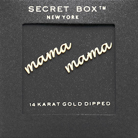 SECRET BOX_14K Gold Dipped MAMA Stud Earrings