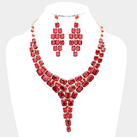 Crystal Statement Drop Evening Necklace