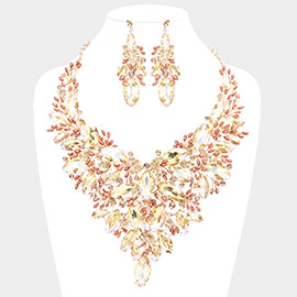 Marquise Stone Cluster Leaf Evening Necklace