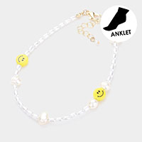 Smile Accented Pearl Anklet