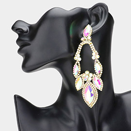 Oversized Marquise Stone Accented Evening Earrings