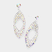 Rhinestone Embellished Triple Open Marquise Layered Dangle Evening Earrings