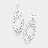 Rhinestone Embellished Triple Open Marquise Layered Dangle Evening Earrings