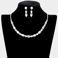 Marquise Stone Accented Rhinestone Necklace