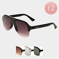 12PCS - Color Block Detail Wayfarer Sunglasses