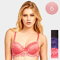 6PCS - Ladies Full Cup Lace Bras