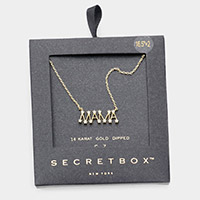 Secret Box _ 14K Gold Dipped CZ MAMA Message Pendant Necklace