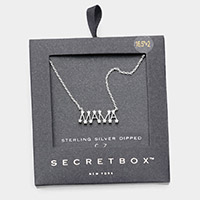 Secret Box _ Sterling Silver Dipped CZ MAMA Message Pendant Necklace