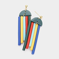 Colorful Cylinder Clay Dangle Earrings