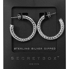 SECRET BOX_Sterling Silver Dipped Textured Metal Hoop Earrings