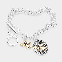 Amazing Grace Metal Angel Message Charm Toggle Bracelet