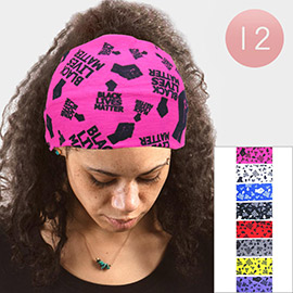 12PCS - BLACK LIVES MATTER Printed Headbands