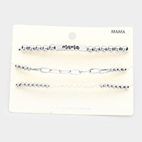 3PCS - mama Charm Message Stretch Bracelets