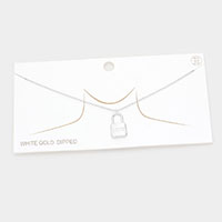 LOVE White Gold Dipped Metal Lock Pendant Necklace