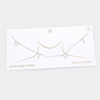 White Gold Dipped CZ GIGI Message Pendant Necklace