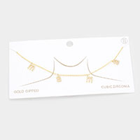 Gold Dipped CZ MAMA Message Pendant Necklace