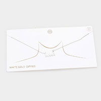 White Gold Dipped Metal MAMA Message Pendant Necklace