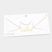 Gold Dipped Metal Crown MAMA Message Pendant Necklace
