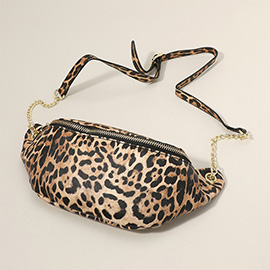 Leopard Patterned Faux Leather Crossbdoy Bag