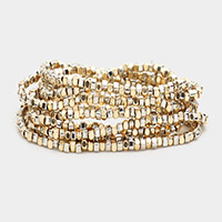 9PCS - Metal Cube Beaded Stretch Bracelets