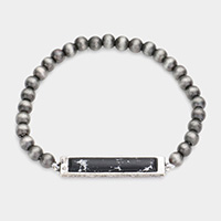 Rectangle Natural Stone Accented Stretch Bracelet