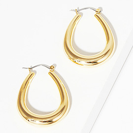 Metal Teardrop Hoop Pin Catch Earrings