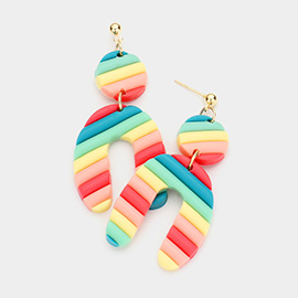 Colorful Abstract Polymer Clay Link Dangle Earrings