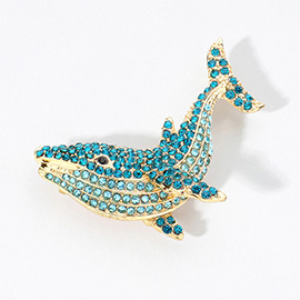 Rhinestone Whale Pin Brooch / Pendant