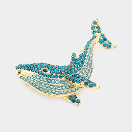 Rhinestone Whale Pin Brooch / Pendant