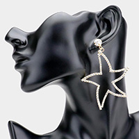 Rhinestone Open Starfish Evening Earrings