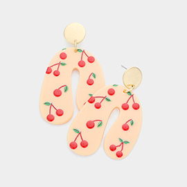 Cherry Printed Resin Dangle Earrings