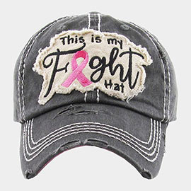 This Is My Fight Hat Message Pink Ribbon Accented Vintage Baseball Cap