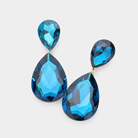 Glass Crystal Teardrop Evening Earrings