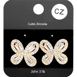 CZ Butterfly Evening Earrings