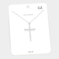 CZ Embellished Cross Pendant Necklace