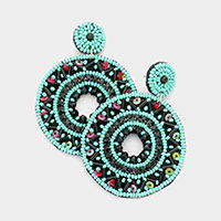 Boho Sequin Multi Beaded Open Circle Dangle Earrings