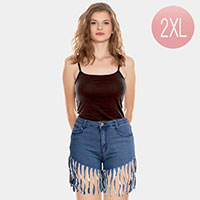 Fringe Denim Shorts