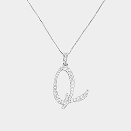 -Q- CZ Monogram Pendant Necklace