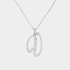 -V- CZ Monogram Pendant Necklace