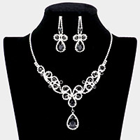 Teardrop Crystal Rhinestone Vine Drop Collar Necklace