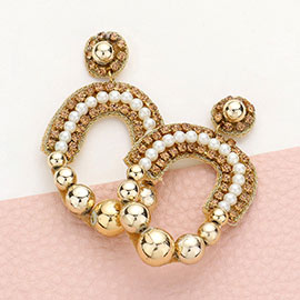 Pearl Metal Ball Cluster Abstract Dangle Earrings