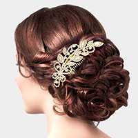 Pearl Rhinestone Sprout Leaf Hair Comb
