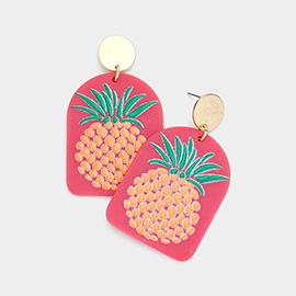 Pineapple Printed Resin Dangle Earrings