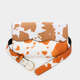 Cow Patterned Faux Leather Fanny Pack / Belt / Crossbody Bag