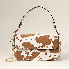 Cow Patterned Faux Leather Shoulder / Crossbody Bag