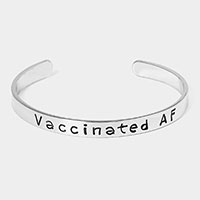 Vaccinated AF White Gold Dipped Message Bracelet