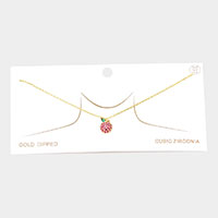 Gold Dipped CZ Apple Pendant Necklace