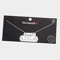 I AM VACCINATED White Gold Dipped Bandage Message Pendant Necklace