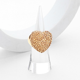 Heart Crystal Rhinestone Pave Stretch Ring